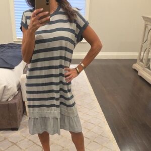 WOMEN'S L'AUTRE CHOSE STRIPED GREY AND BLUE DRESS Sz MEDIUM $250 MADE IN ITALY